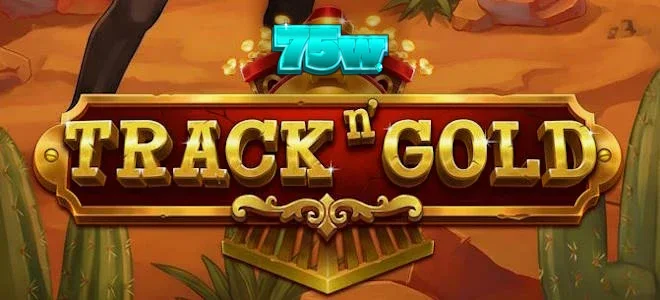 Interface vibrante do jogo de slot Track n' Gold com elementos ferroviários